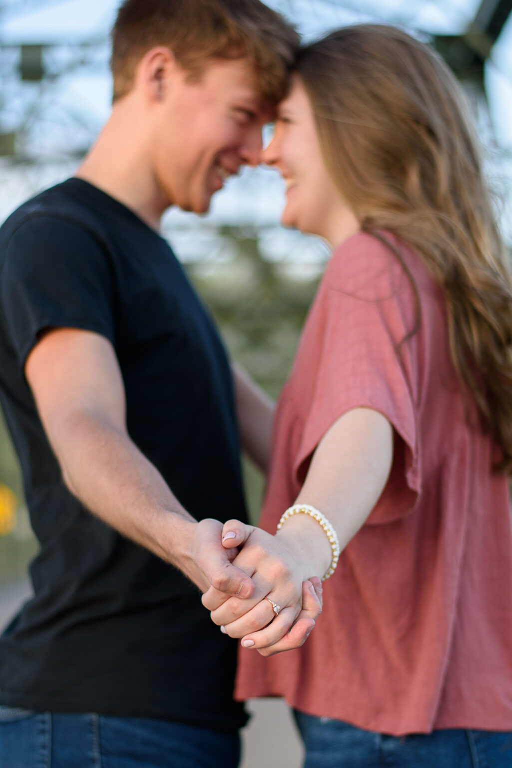 Engagement portrait session of Plymouth, MN couple at Stillwater Lift Bridge.